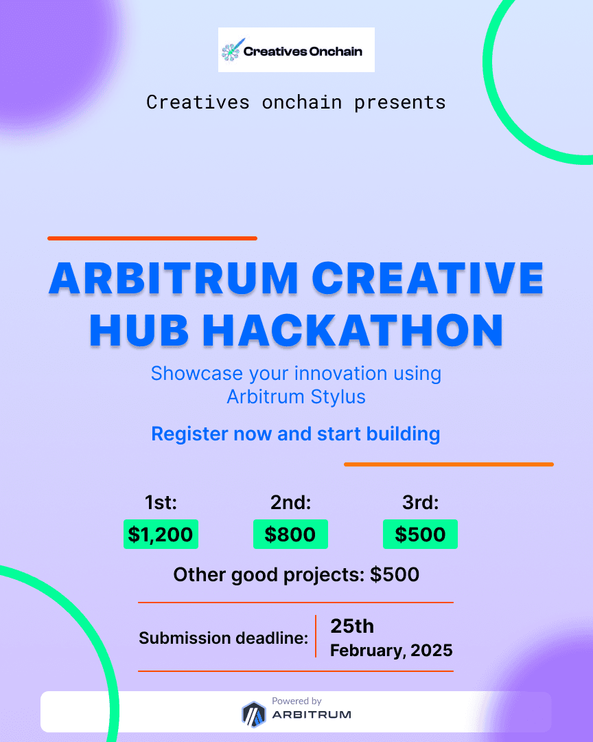 Arbitrum Creative Hub Hackathon banner