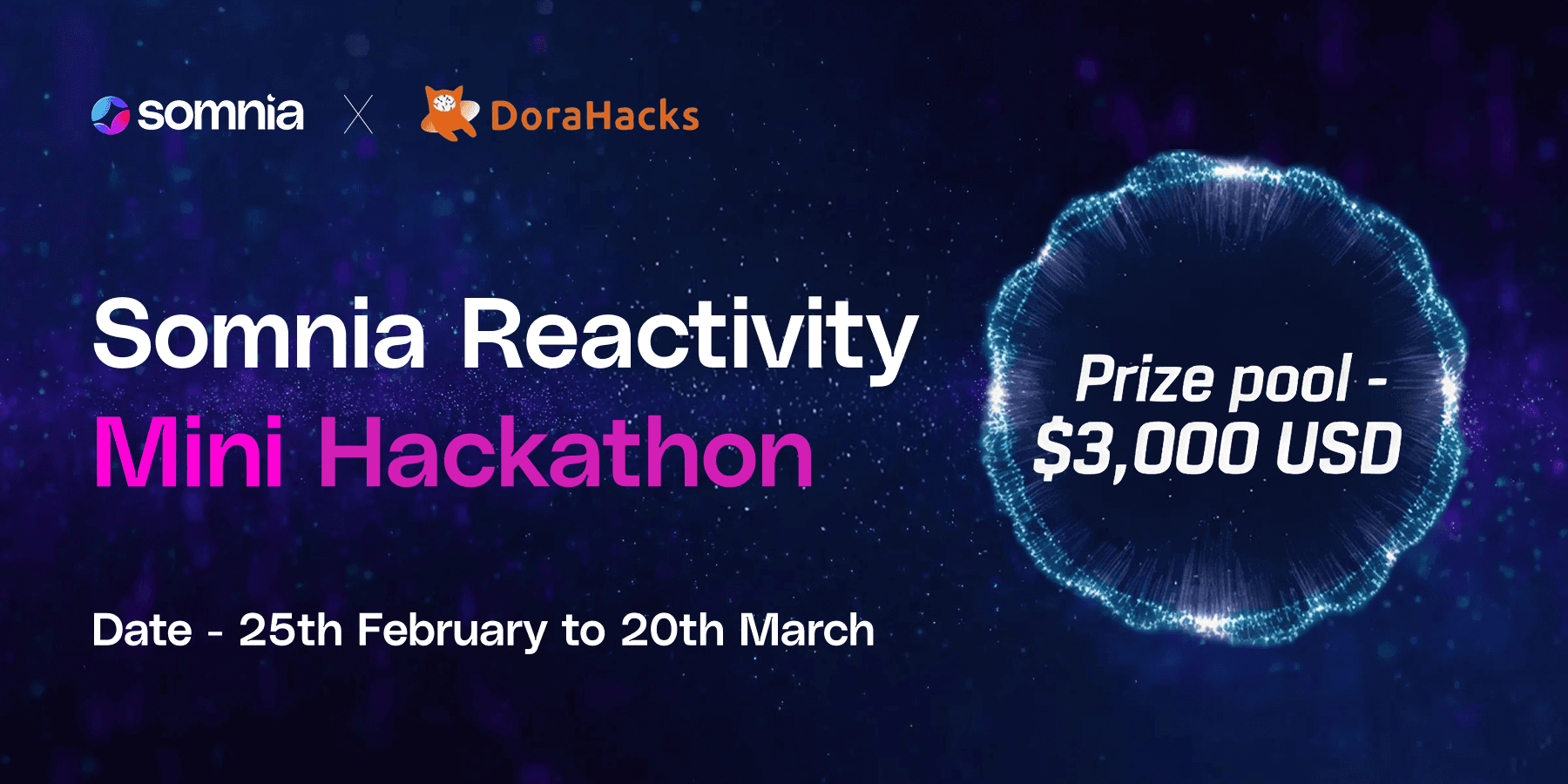 Somnia Reactivity Mini Hackathon banner